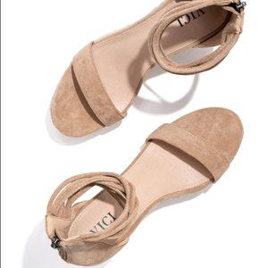 Nude Faux Suede Strappy Wedge